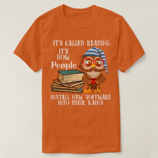 It's Called Reading Book Lover Owl T-shirt (Design voorkant)