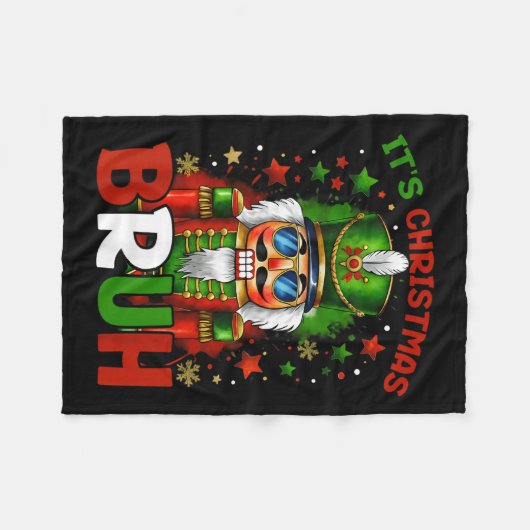 It's Christmas Bruh Nutcracker Boys Kids Xmas Chri Fleece Deken (Voorkant (Horizontaal))