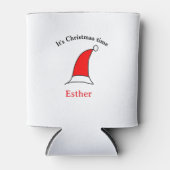 It's Christmas time Santa red hat name simple fun Blikjeskoeler (Voorkant)