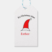 It's Christmas time Santa red hat name simple fun Cadeaulabel (Voorkant)