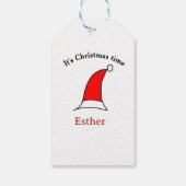 It's Christmas time Santa red hat name simple fun Cadeaulabel (Achterkant)