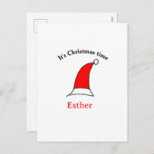 It's Christmas time Santa red hat name simple fun Feestdagenkaart (Voorkant / Achterkant)