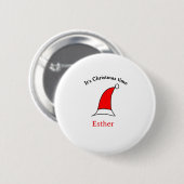 It's Christmas time Santa red hat name simple fun Ronde Button 5,7 Cm (Voorkant /achterkant)