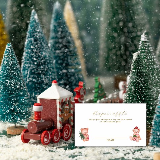 It's Cold Outside Bear Diaper Raffle Baby Shower  Informatiekaartje