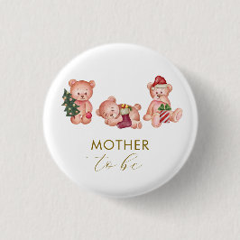 It's Cold Outside Bear Mother To Be Baby Shower  Ronde Button 3,2 Cm