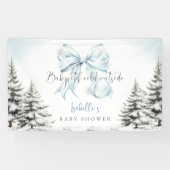 It's Cold Outside Blue Bow Baby Shower Party Spandoek (Horizontaal)
