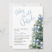 It's Cold Outside Blue Bow Winter Boy Baby Shower Kaart (Voorkant)