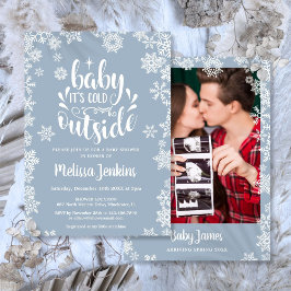 It's Cold Outside Boy Photo Winter Baby Shower Kaart