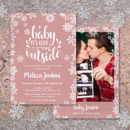It's Cold Outside Girl Photo Winter Baby Shower Kaart