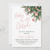 It's Cold Outside Pink Bow Winter Girl Baby Shower Kaart (Voorkant)