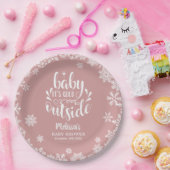 It's Cold Outside Pink Girl Winter Baby Shower Papieren Bordje (Feest)