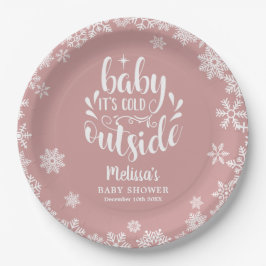It's Cold Outside Pink Girl Winter Baby Shower Papieren Bordje