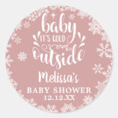 It's Cold Outside Pink Girl Winter Baby Shower Ronde Sticker (Voorkant)