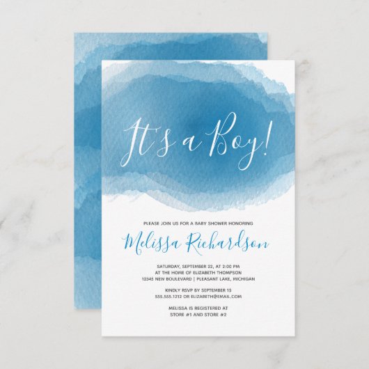 ITS EEN Abstracte Waterverf van het Baby shower Bl Kaart (Voorkant / Achterkant)