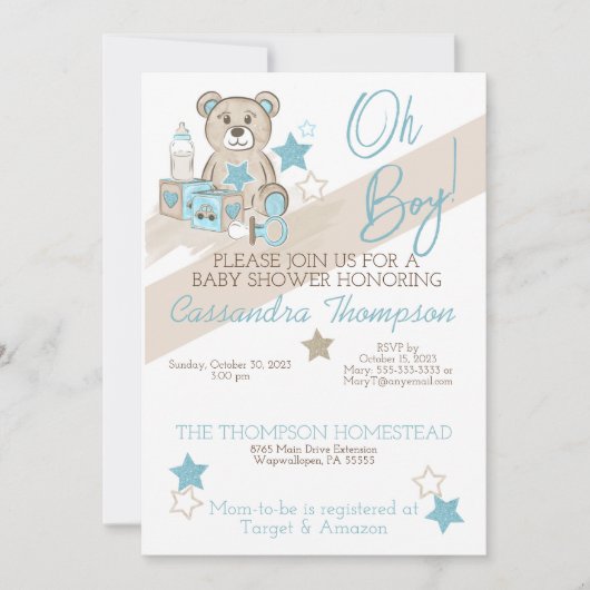ITS EEN BABY SHOWER VAN HET BEER VAN DE JA INVITAT KAART (Voorkant)
