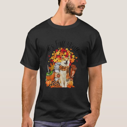 It's Fall Y'all Akita Inu Dog Pumpkin Fall Autumn T-shirt (Voorkant)