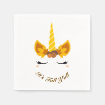 It's Fall Y'all Autumn Unicorn Paper Party Napkins
