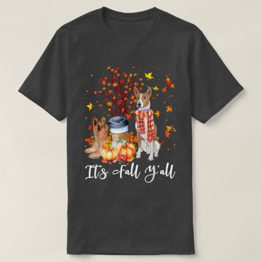 Its Fall Yall Basenji Pumpkin Fall Autumn Thanksgi T-shirt (Design voorkant)