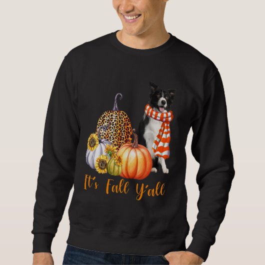 It's Fall Y'all Border Collie Dog Leopard Pumpkin  Trui (Voorkant)