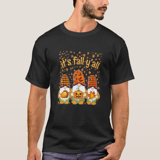 It's Fall Y'all Cute Gnomes Pumpkin Autumn Tree Fa T-shirt (Voorkant)