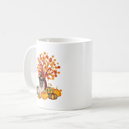 It's Fall Y'all Cute Pug Pumpkin Autumn Tree Fall Koffiemok (Voorkant links)