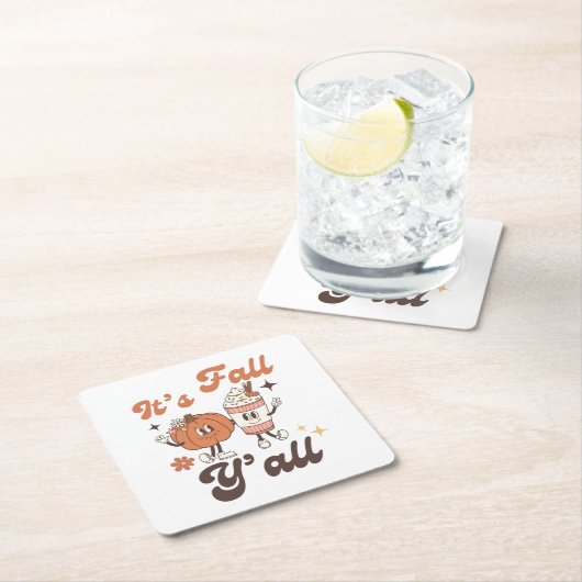 It's Fall Y'all  – Cute Pumpkin Spice Fall Kartonnen Onderzetters (Insitu)