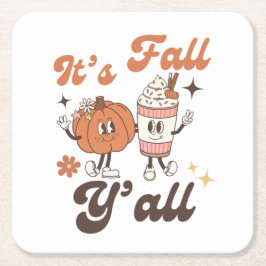 It's Fall Y'all  – Cute Pumpkin Spice Fall Kartonnen Onderzetters