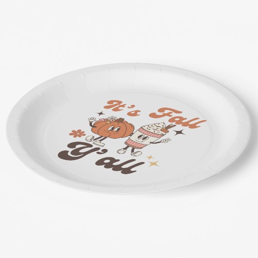 It's Fall Y'all – Cute Pumpkin Spice Fall Papieren Bordje (Gekanteld)