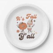 It's Fall Y'all – Cute Pumpkin Spice Fall Papieren Bordje (Voorkant)