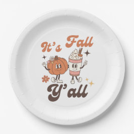 It's Fall Y'all  – Cute Pumpkin Spice Fall Papieren Bordje
