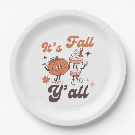 It's Fall Y'all  – Cute Pumpkin Spice Fall Papieren Bordje (Voorkant)
