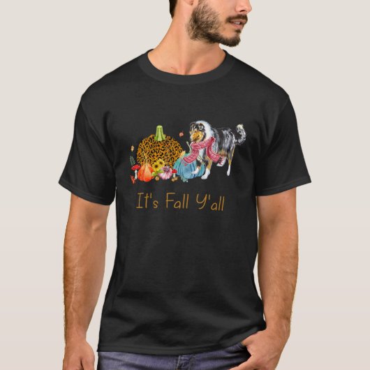 Its Fall Y'all Cute Rough Collie Dog Fall Scarf Th T-shirt (Voorkant)
