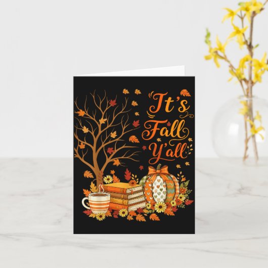It's Fall Y'all Floral Pumpkin Autumn Coffee Thank Kaart (Gele Bloem)