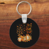 It's Fall Y'all Floral Pumpkin Autumn Coffee Thank Sleutelhanger (Voorkant)