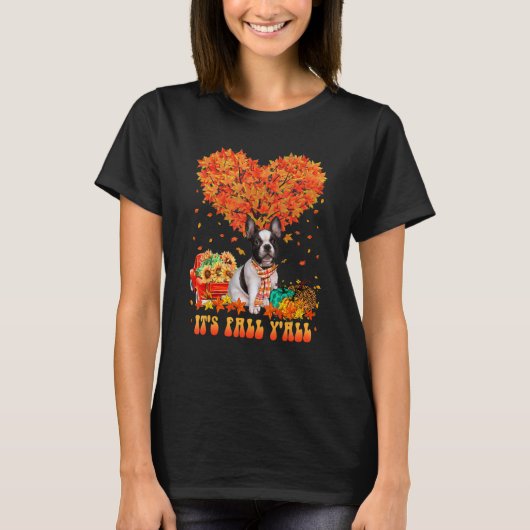 It's Fall Y'all French Bulldog Dog Pumpkin Autumn  T-shirt (Voorkant)