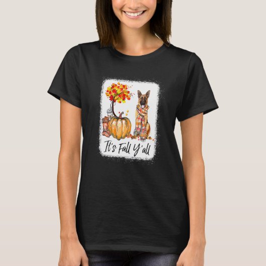 It's Fall Y'all German Shepherd Dog Halloween Than T-shirt (Voorkant)