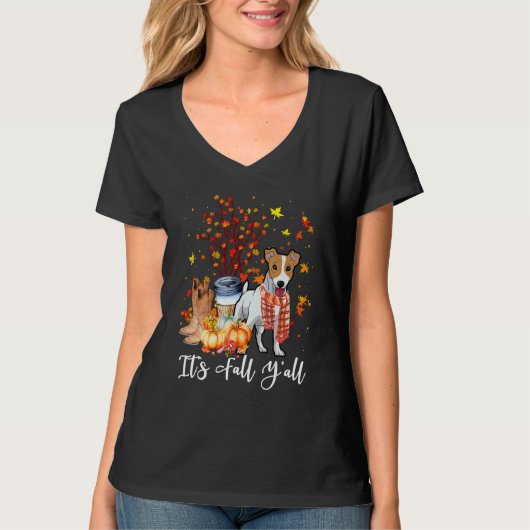 It's Fall Y'all Jack Russell Terrier Dog Pumpkin F T-shirt (Voorkant)
