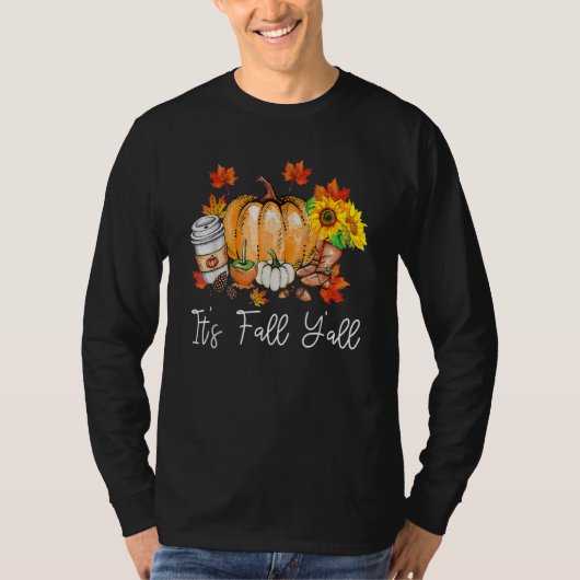 It's Fall Yall Pumpkin Leopard Halloween Autumn Th T-shirt (Voorkant)