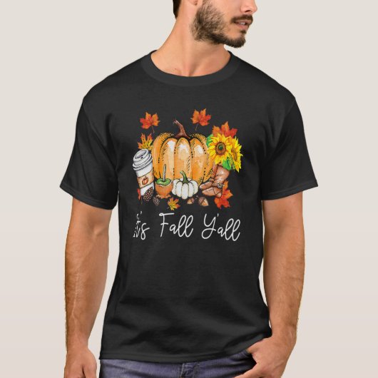 It's Fall Yall Pumpkin Leopard Halloween Autumn Th T-shirt (Voorkant)