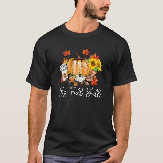 It's Fall Yall Pumpkin Leopard Halloween Autumn Th T-shirt (Voorkant)
