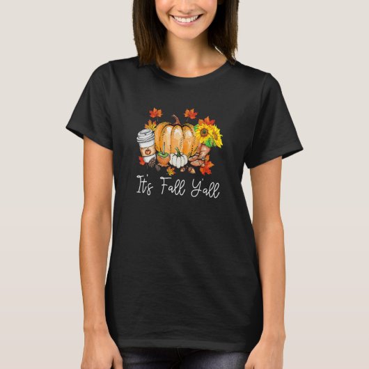 It's Fall Yall Pumpkin Leopard Halloween Autumn Th T-shirt (Voorkant)