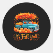 It's Fall Y'all Pumpkin Truck Autumn Thanksgiving  Ronde Sticker (Voorkant)