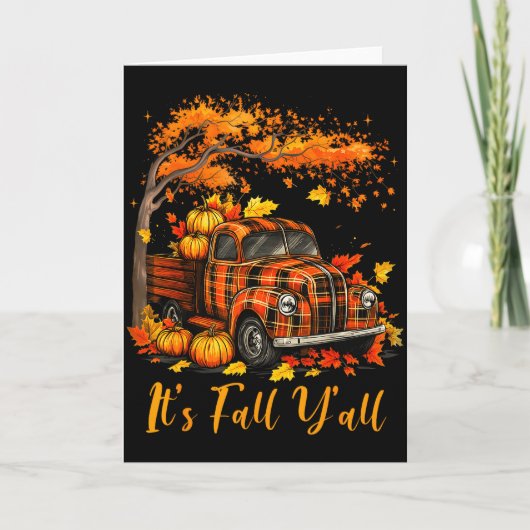 It's Fall Y'all Pumpkin Truck Autumn Tree Hello Fa Kaart (Voorkant)