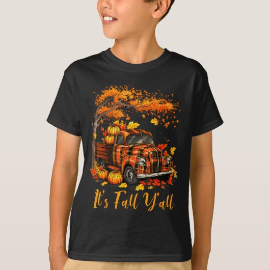 It's Fall Y'all Pumpkin Truck Autumn Tree Hello Fa T-shirt (Voorkant)