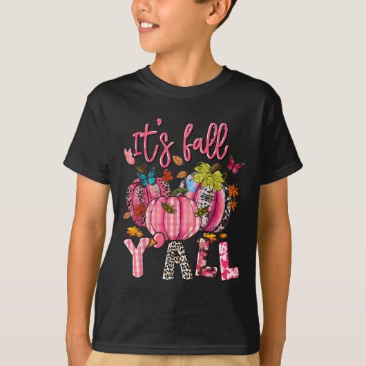 It's Fall Y'all Pumpkins Nk Ribbon Breast Cancer A T-shirt (Voorkant)