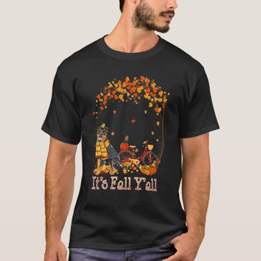 It's Fall Y'all Rottweiler Bike Pumpkin Spice Autu T-shirt (Voorkant)
