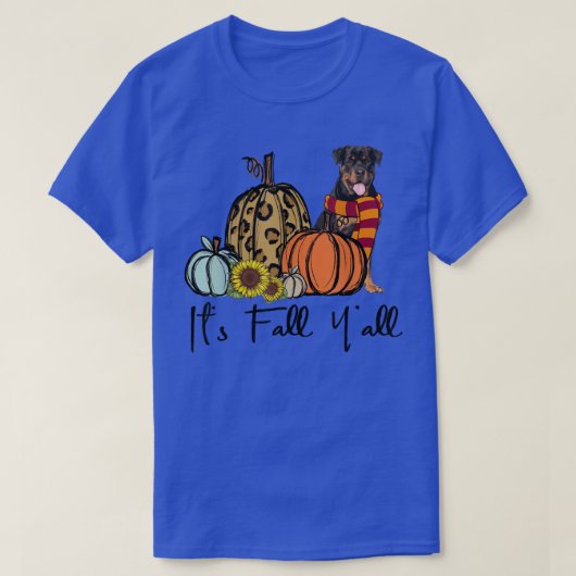 Its Fall Yall Rottweiler Leopard Pumpkin Sunflower T-shirt (Design voorkant)