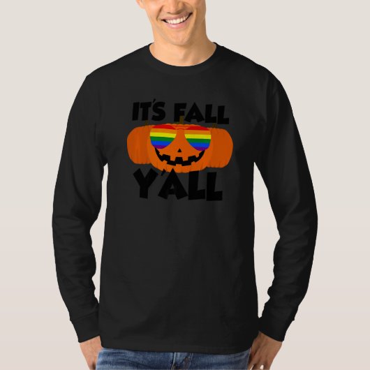 It's Fall Y'all Thanksgiving Pumpkin LGBTQ Glasses T-shirt (Voorkant)