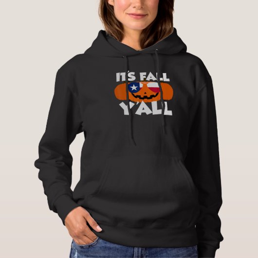 It's Fall Y'all Thanksgiving Pumpkin Texas Glasses Hoodie (Voorkant)