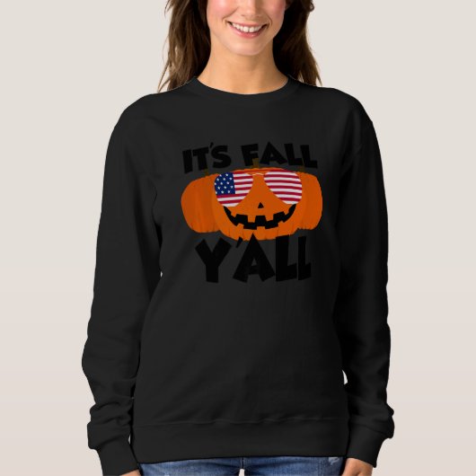 It's Fall Y'all Thanksgiving Pumpkin USA Glasses   Trui (Voorkant)
